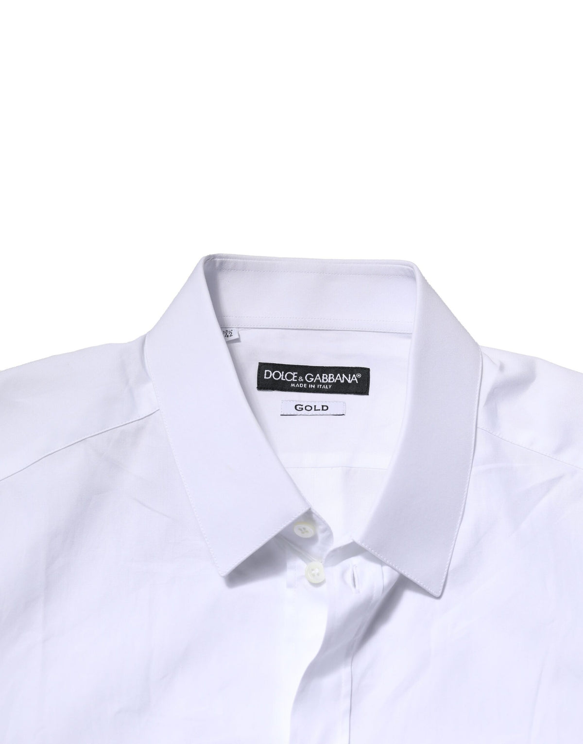 Chemise habillée à manches longues en coton blanc, dorée, de Dolce &amp; Gabbana.