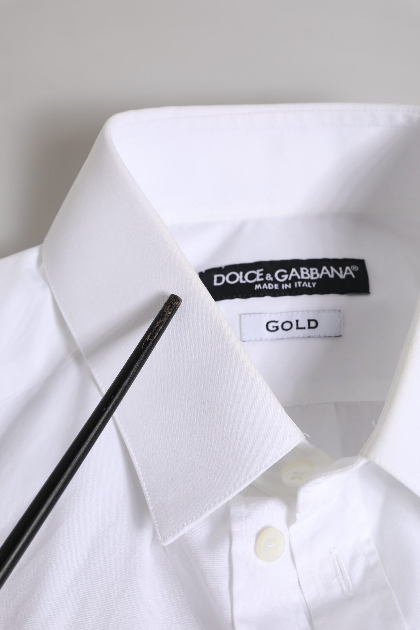 Dolce & Gabbana White Cotton Long Sleeves GOLD Formal Shirt