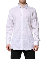 Chemise habillée homme en coton blanc doré Dolce &amp; Gabbana