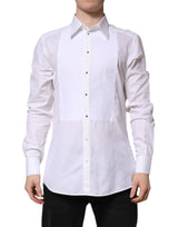 Chemise habillée à manches longues en coton blanc doré de Dolce &amp; Gabbana