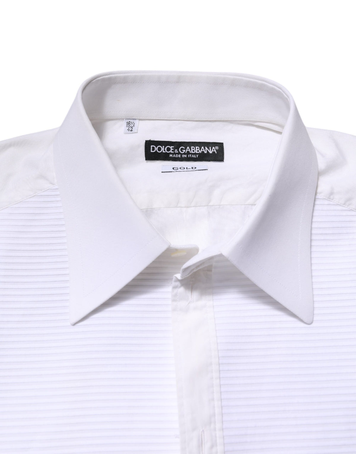 Chemise habillée à manches longues en coton blanc doré de Dolce &amp; Gabbana