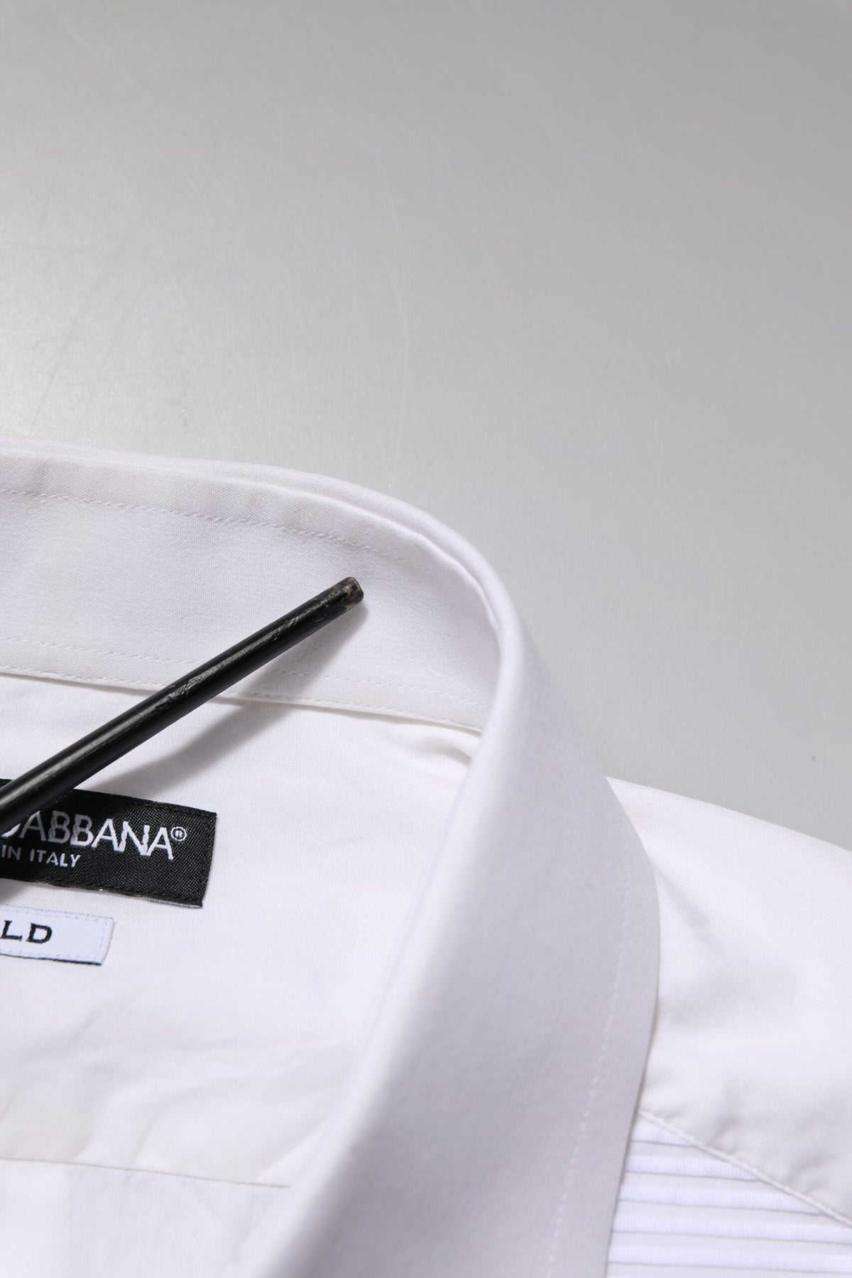 Chemise habillée à manches longues en coton blanc doré de Dolce &amp; Gabbana