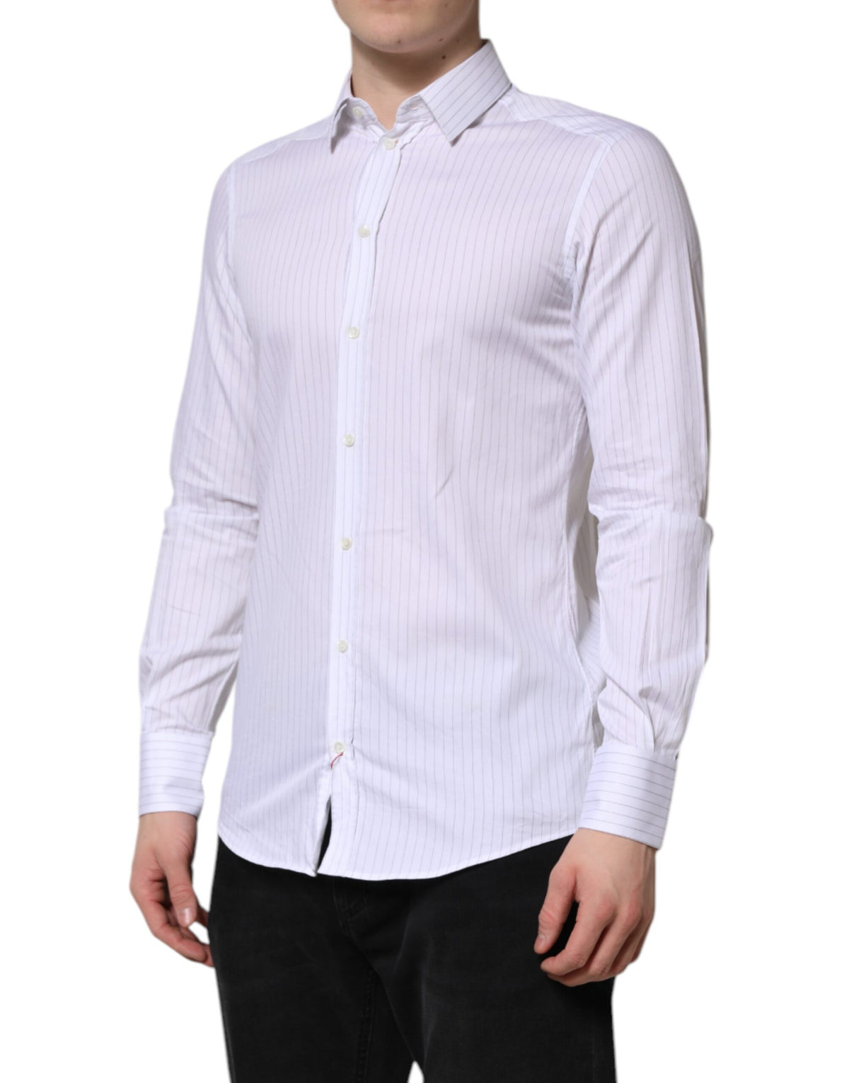 Chemise habillée à manches longues en coton rayé blanc de Dolce &amp; Gabbana