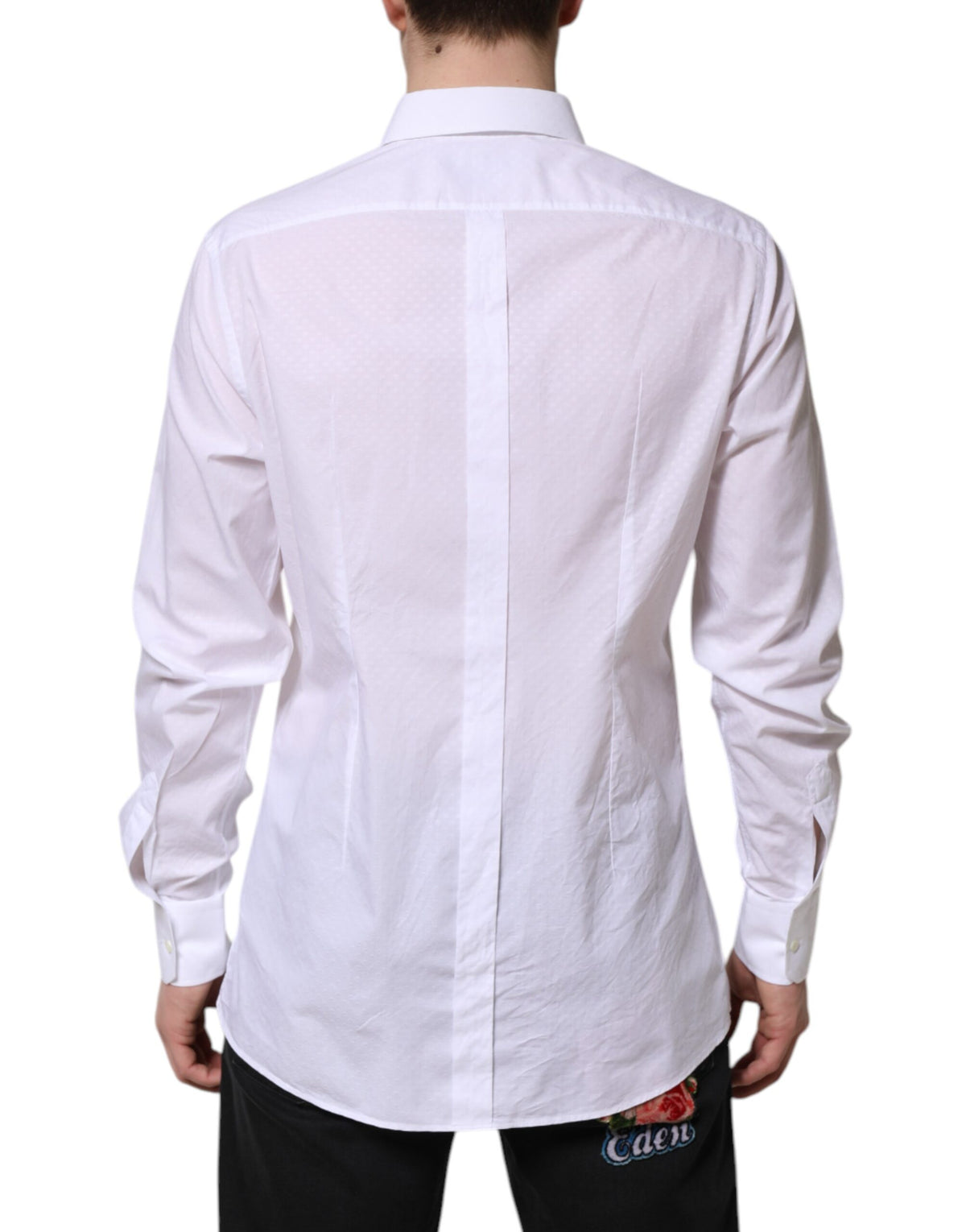 Chemise habillée à manches longues en coton blanc doré de Dolce &amp; Gabbana