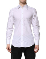 Chemise habillée en popeline de coton blanche et or de Dolce &amp; Gabbana