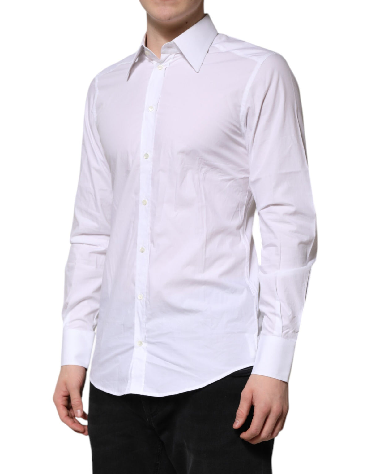 Chemise habillée en popeline de coton blanche et or de Dolce &amp; Gabbana