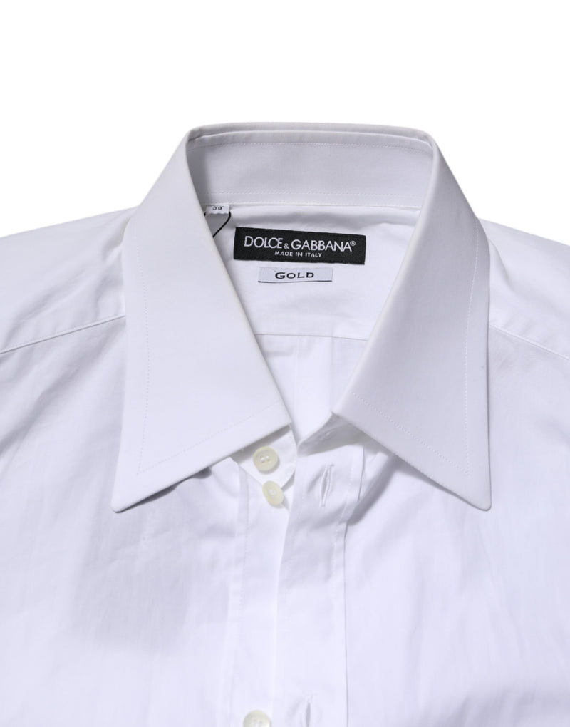 Dolce & Gabbana White GOLD Cotton Poplin Dress Formal Shirt