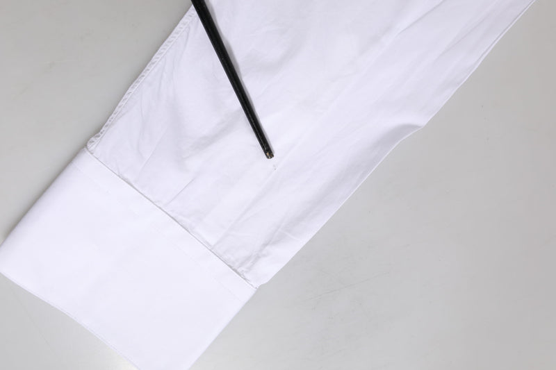 Dolce & Gabbana White GOLD Cotton Poplin Dress Formal Shirt