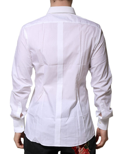 Chemise homme de cérémonie à manches longues en coton blanc doré Dolce & Gabbana