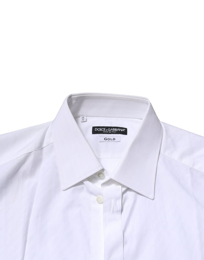 Chemise homme de cérémonie à manches longues en coton blanc doré Dolce & Gabbana