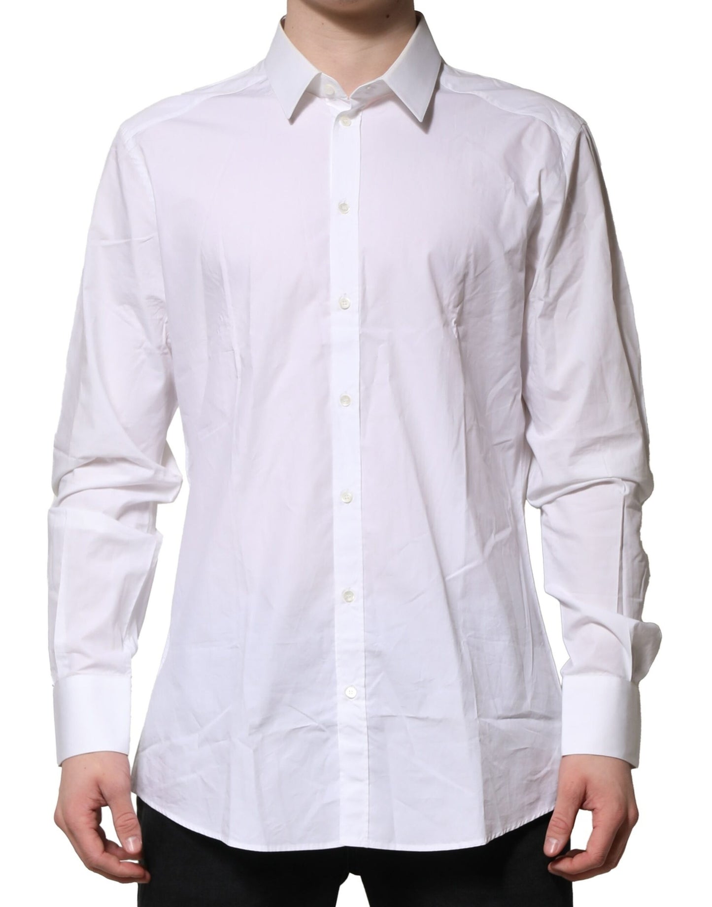 Chemise habillée homme en coton blanc doré Dolce &amp; Gabbana