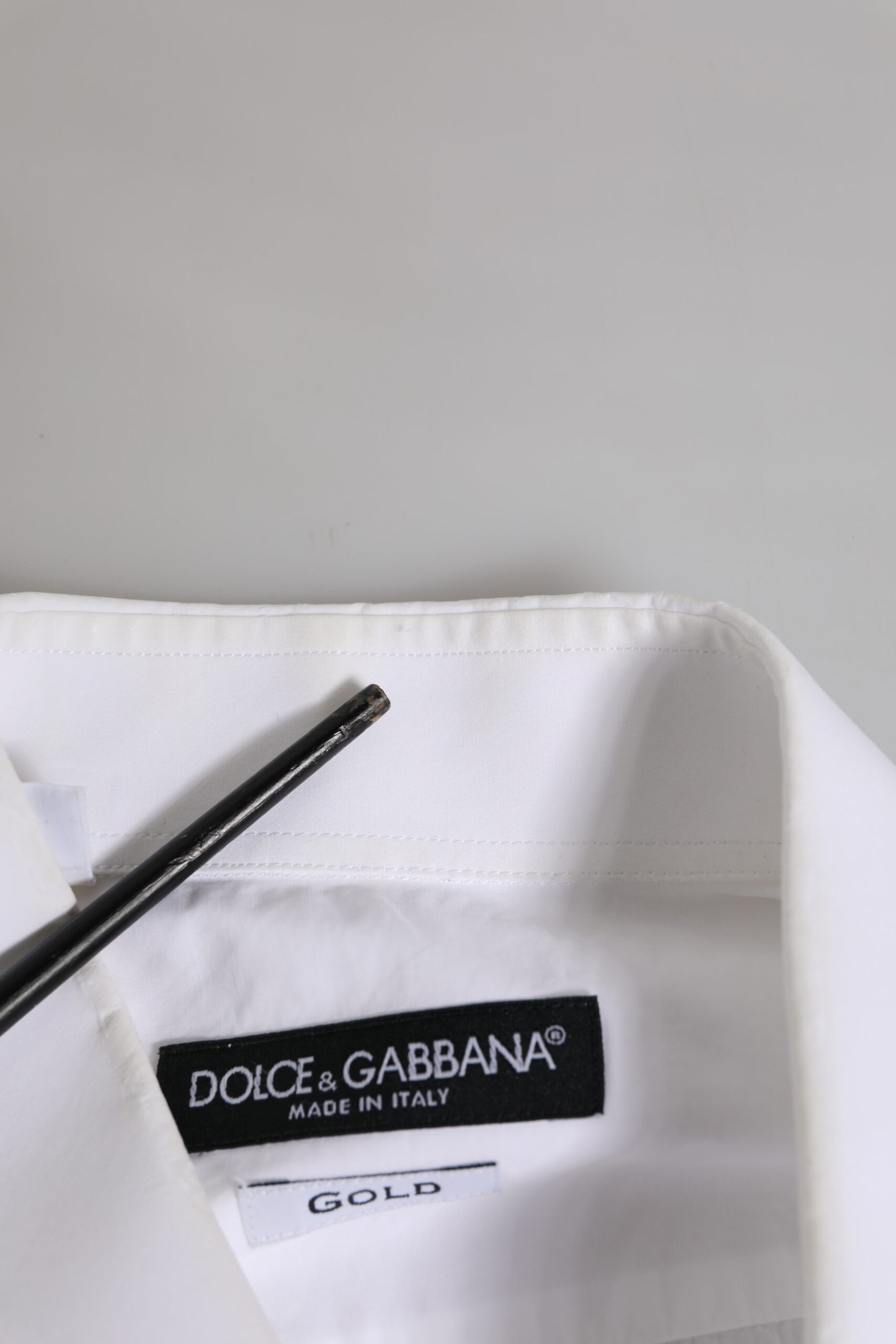 Chemise habillée homme en coton blanc doré Dolce & Gabbana