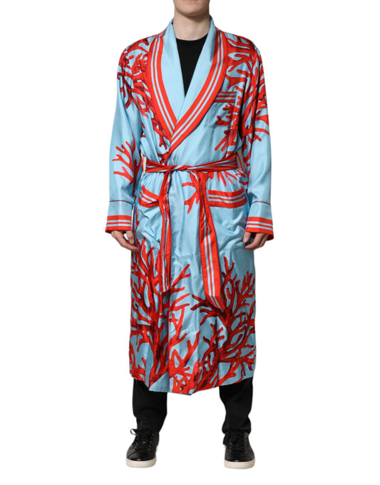 Dolce & Gabbana Robe-manteau à imprimé corail bleu et rouge