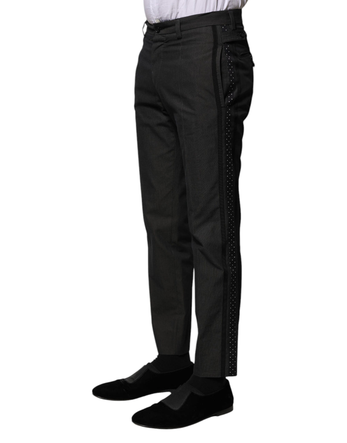 Pantalon habillé gris à motifs en coton de Dolce &amp; Gabbana