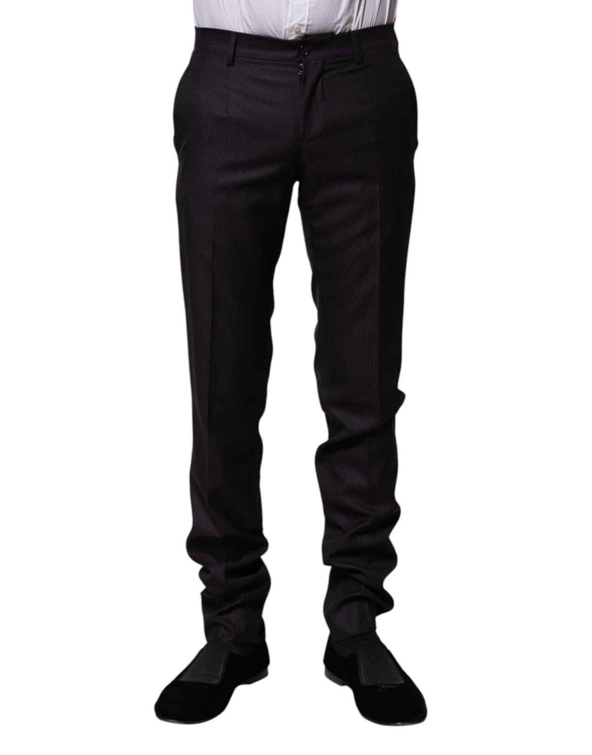 Pantalon habillé noir à motifs en laine de Dolce &amp; Gabbana
