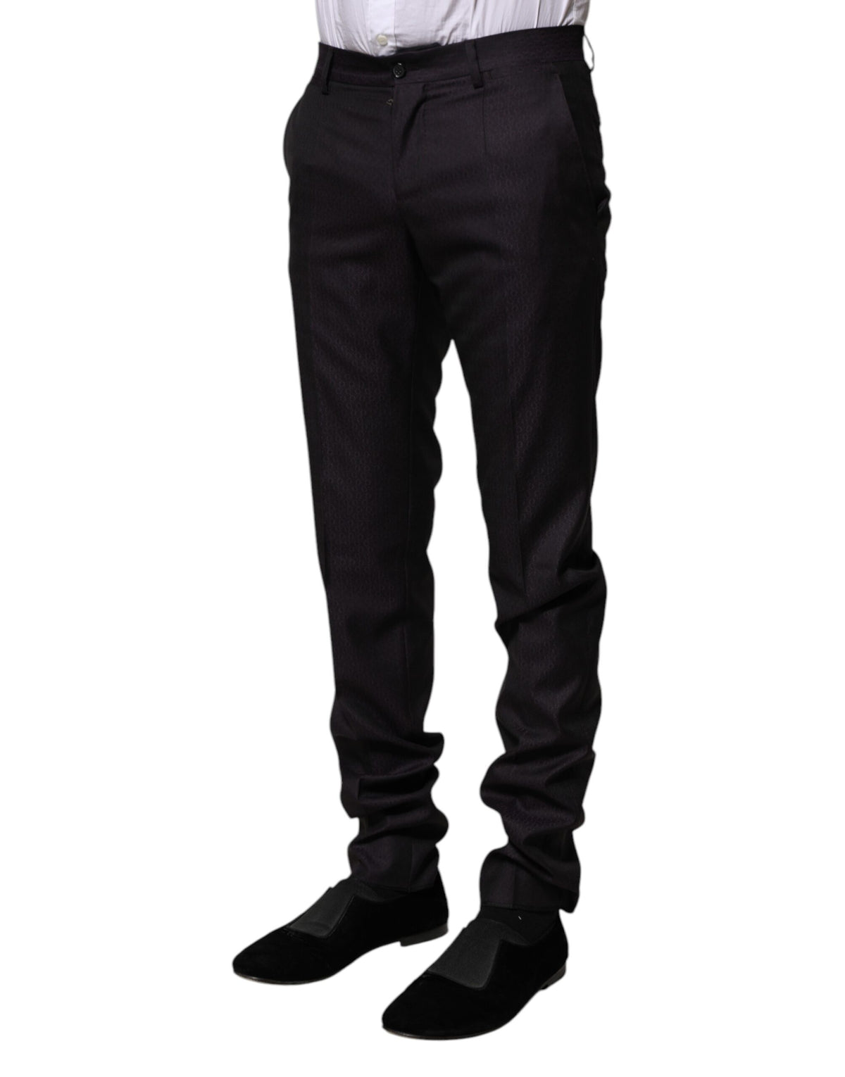 Pantalon habillé noir à motifs en laine de Dolce &amp; Gabbana