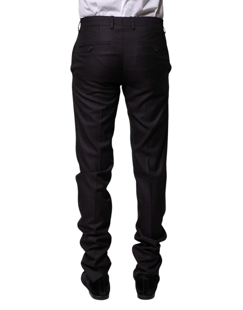 Pantalon habillé noir à motifs en laine de Dolce &amp; Gabbana