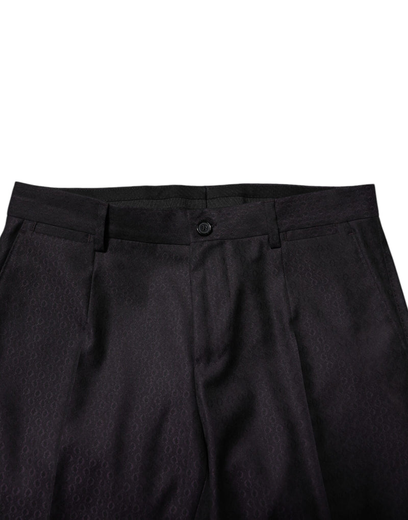 Pantalon habillé noir à motifs en laine de Dolce &amp; Gabbana