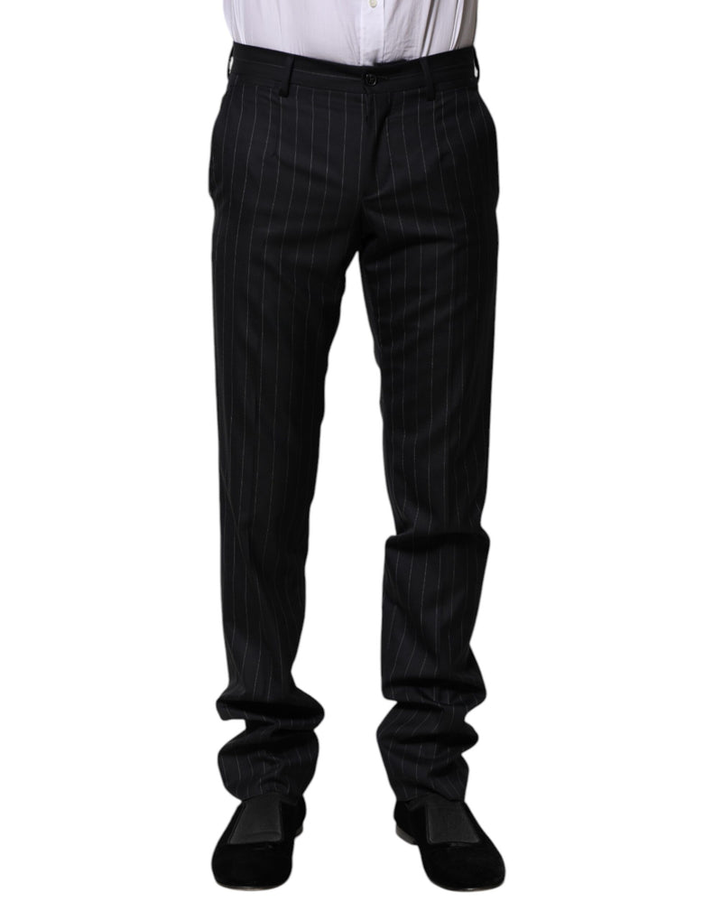 Pantalon habillé rayé en laine noire de Dolce &amp; Gabbana