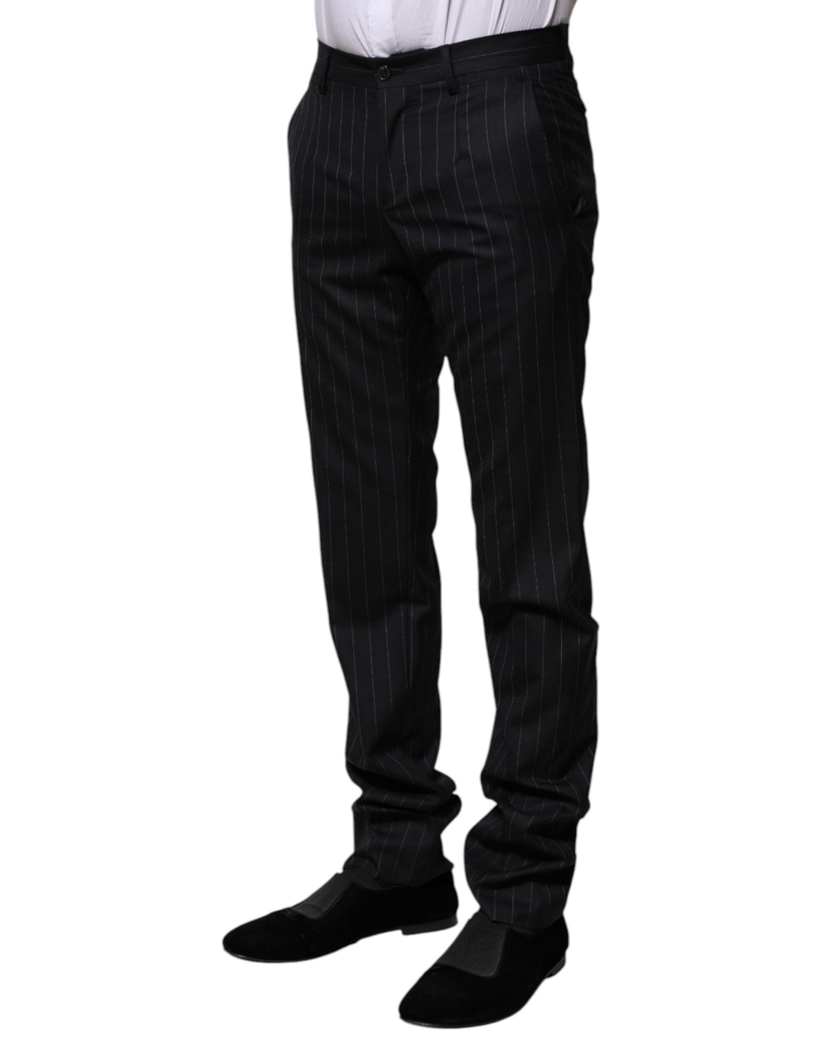 Pantalon habillé rayé en laine noire de Dolce &amp; Gabbana