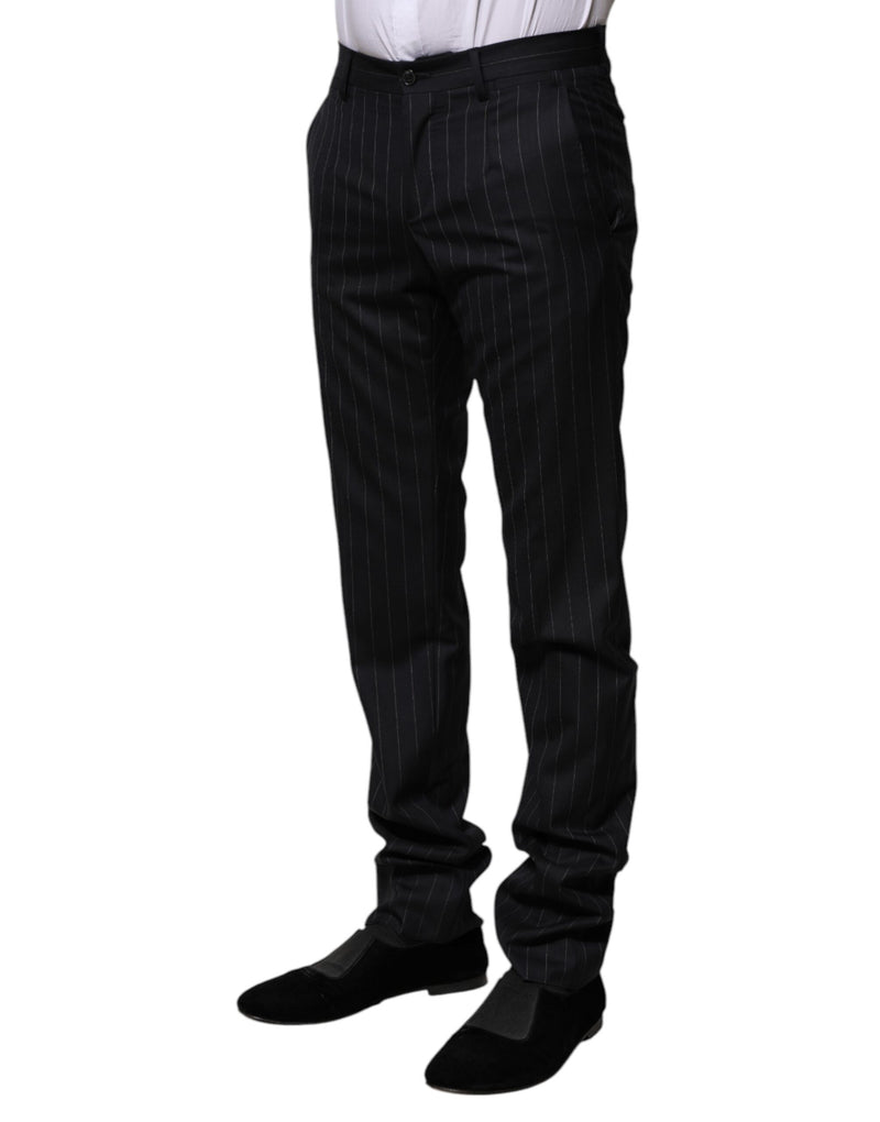 Pantalon habillé rayé en laine noire de Dolce &amp; Gabbana