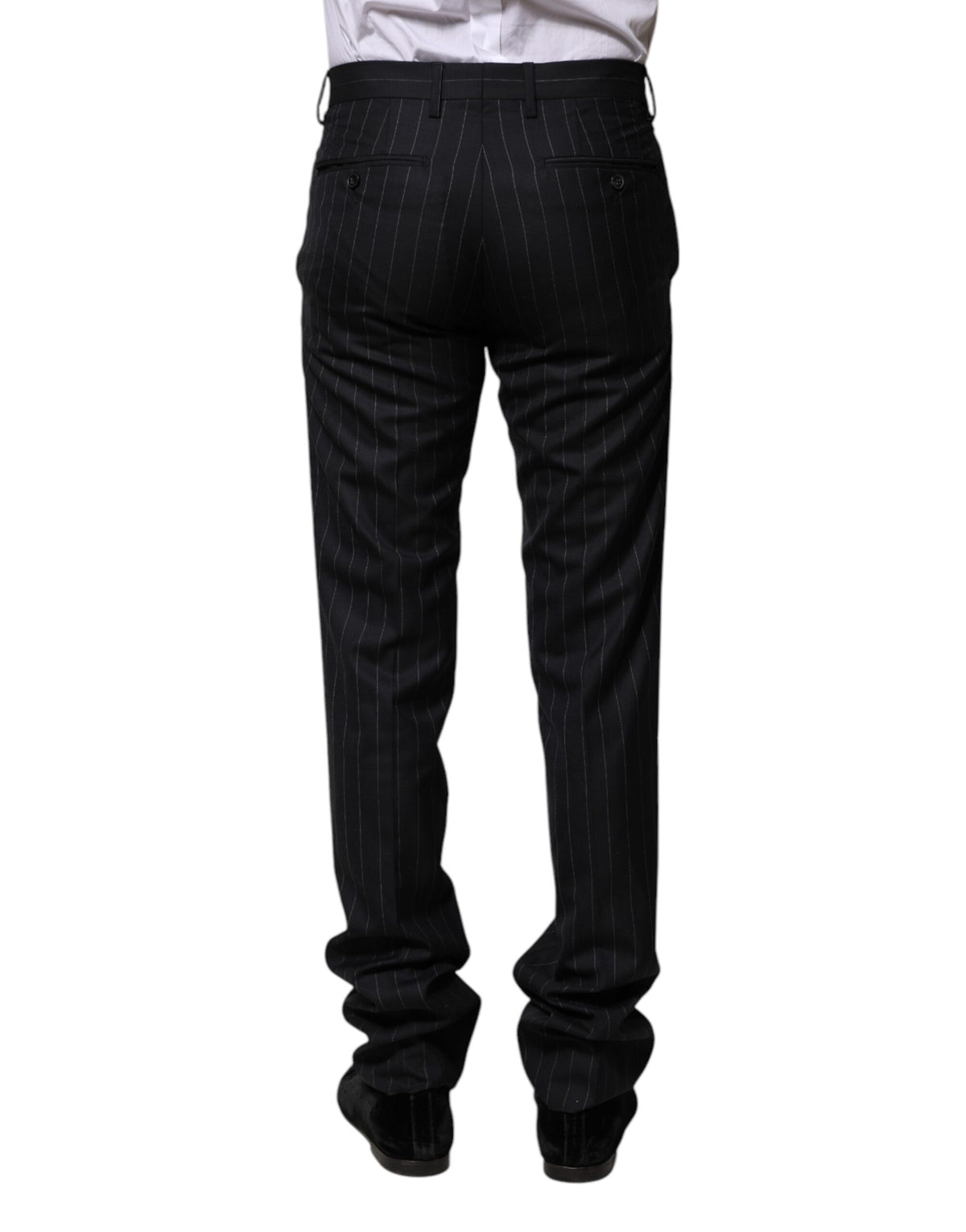 Pantalon habillé rayé en laine noire de Dolce &amp; Gabbana