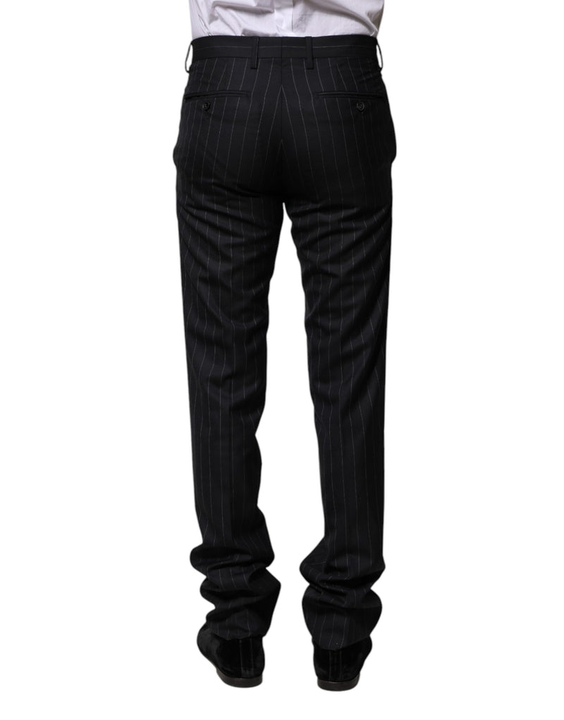 Pantalon habillé rayé en laine noire de Dolce &amp; Gabbana