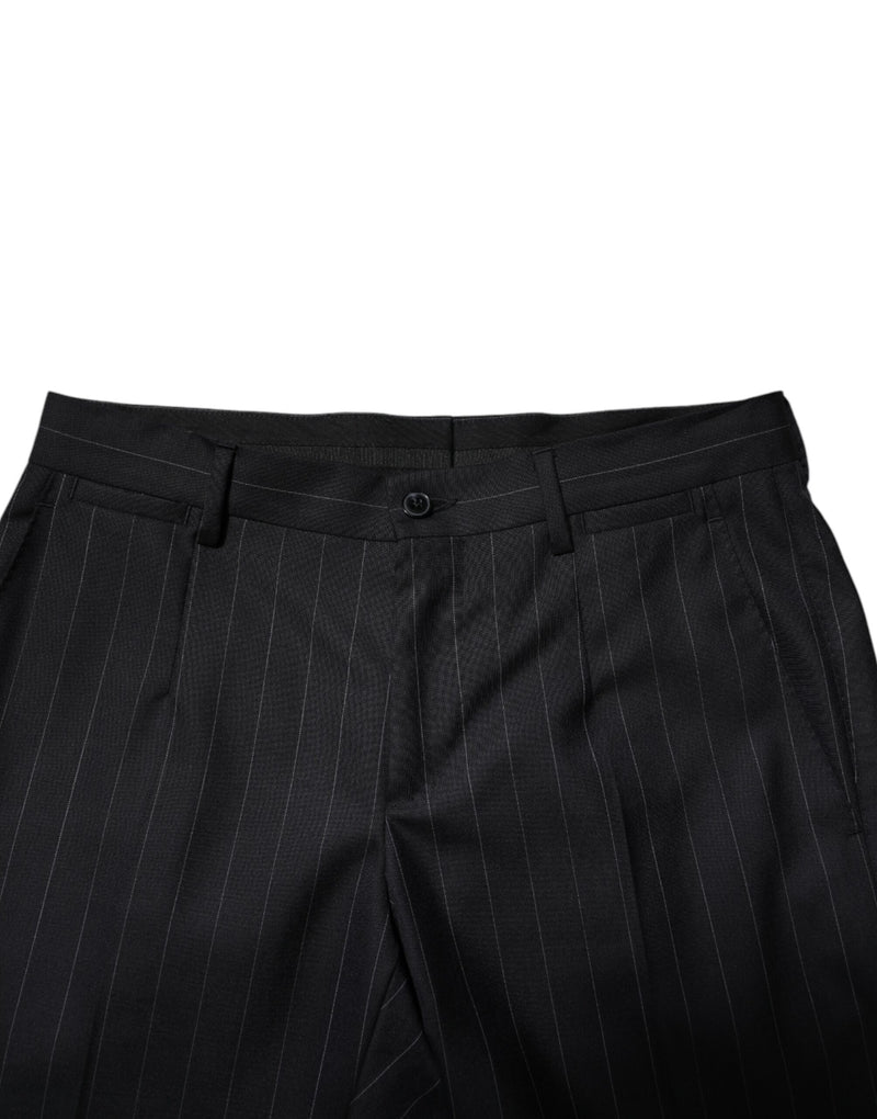 Pantalon habillé rayé en laine noire de Dolce &amp; Gabbana