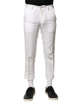 Pantalon court en lin blanc taille mi-hauteur Dolce &amp; Gabbana
