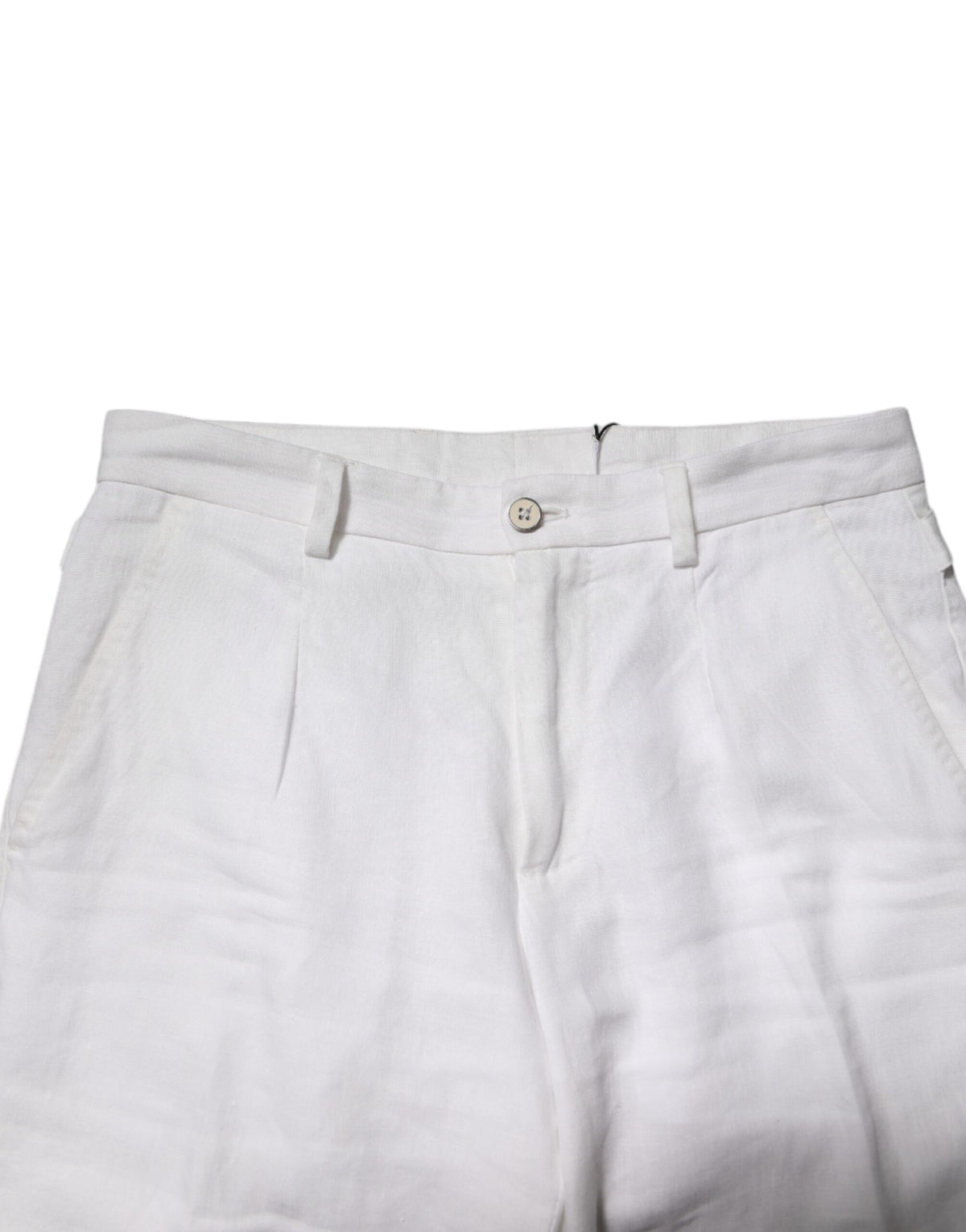Pantalon court en lin blanc taille mi-hauteur Dolce &amp; Gabbana