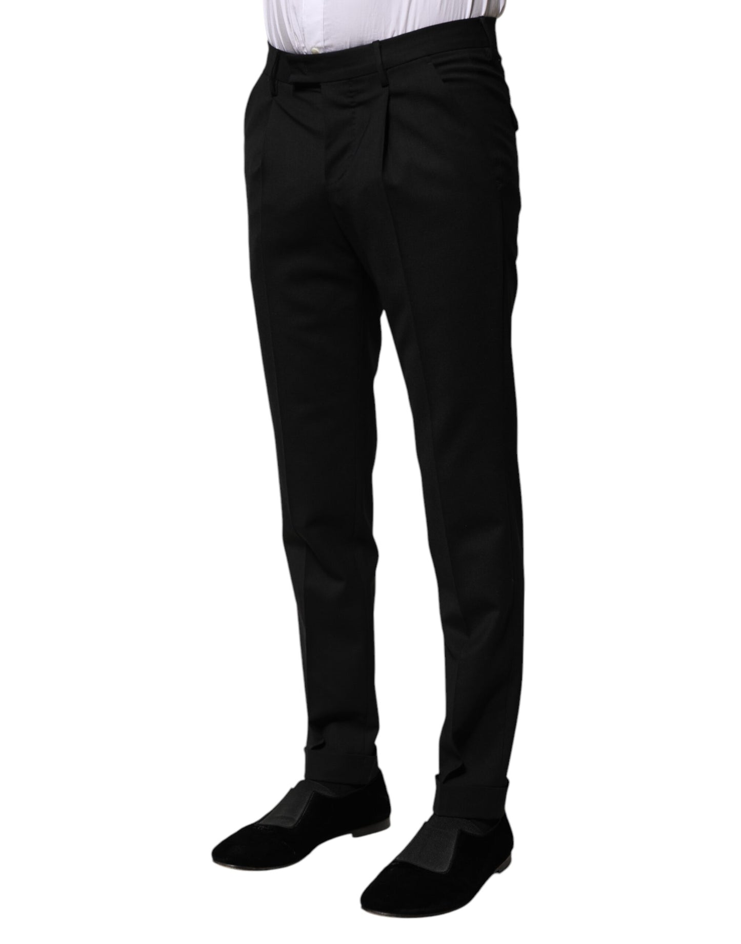 PT Torino Black Solid Formal Tapered Men Dress Pants