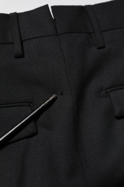 PT Torino Black Solid Formal Tapered Men Dress Pants