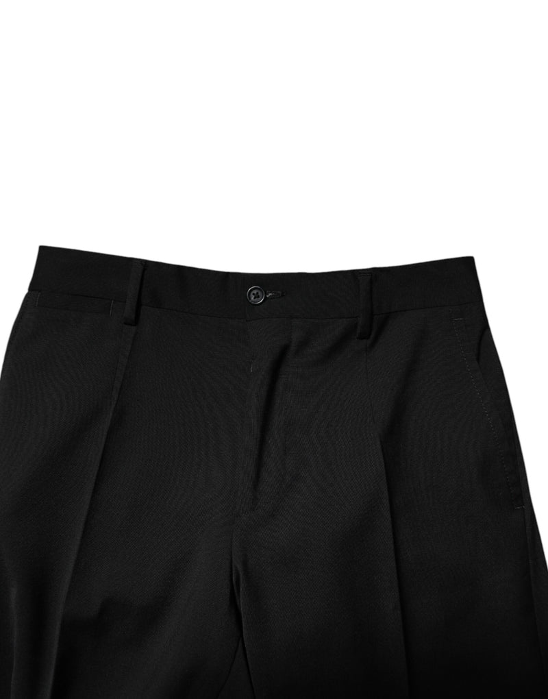 Pantalon tailleur court noir en laine pour homme de Dolce &amp; Gabbana