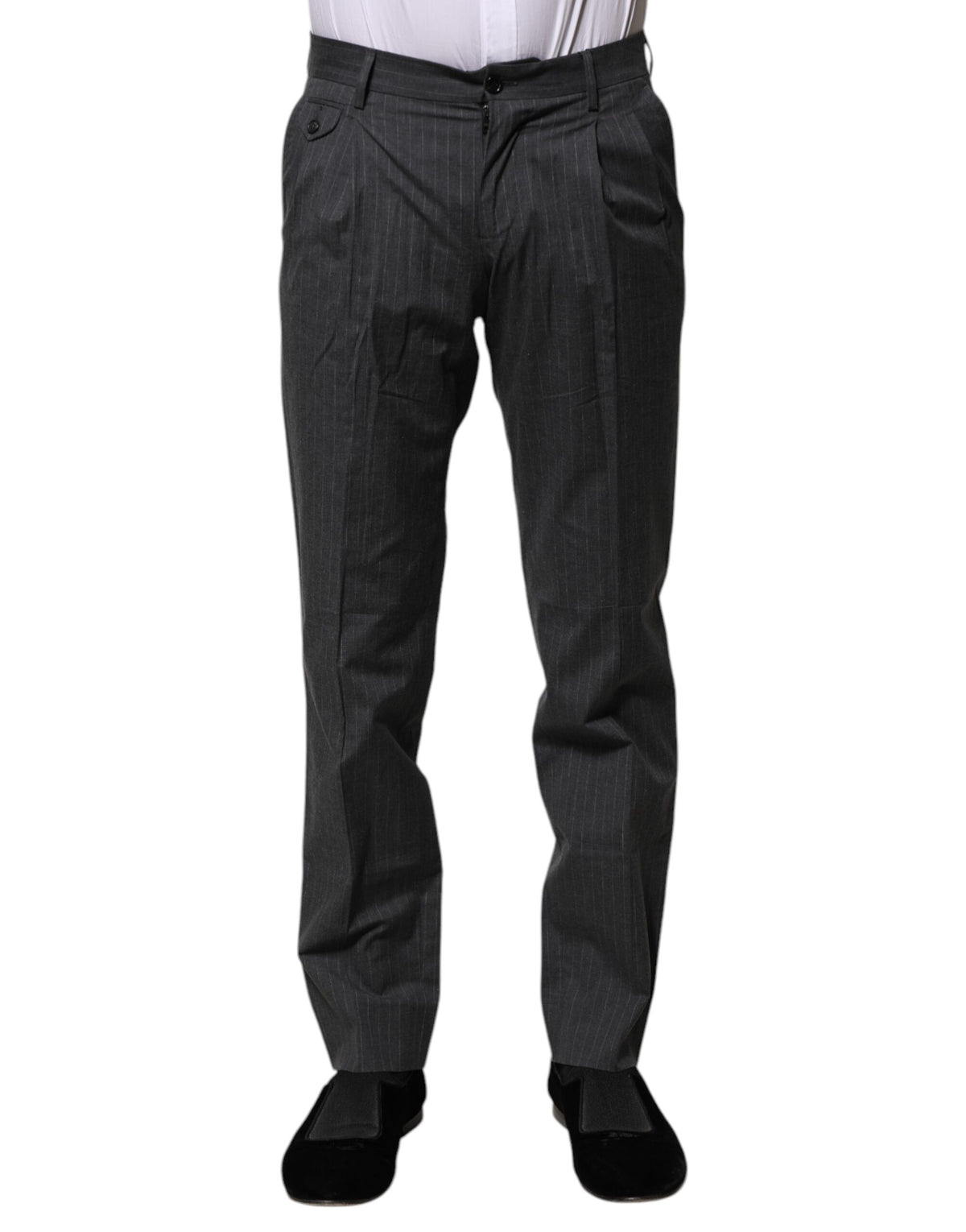 Pantalon habillé en coton rayé gris de Dolce &amp; Gabbana