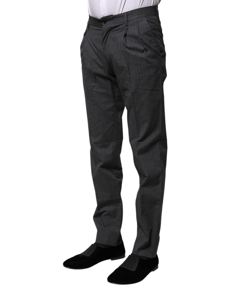 Dolce &amp; Gabbana grijze gestreepte katoenen formele broek
