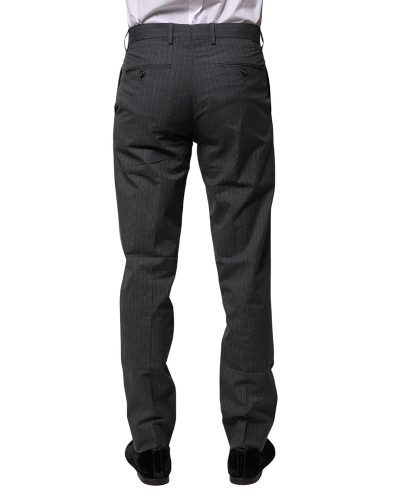 Dolce &amp; Gabbana grijze gestreepte katoenen formele broek