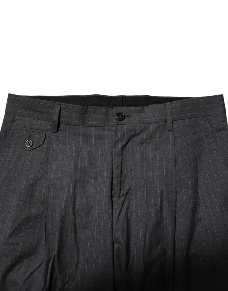 Dolce &amp; Gabbana grijze gestreepte katoenen formele broek