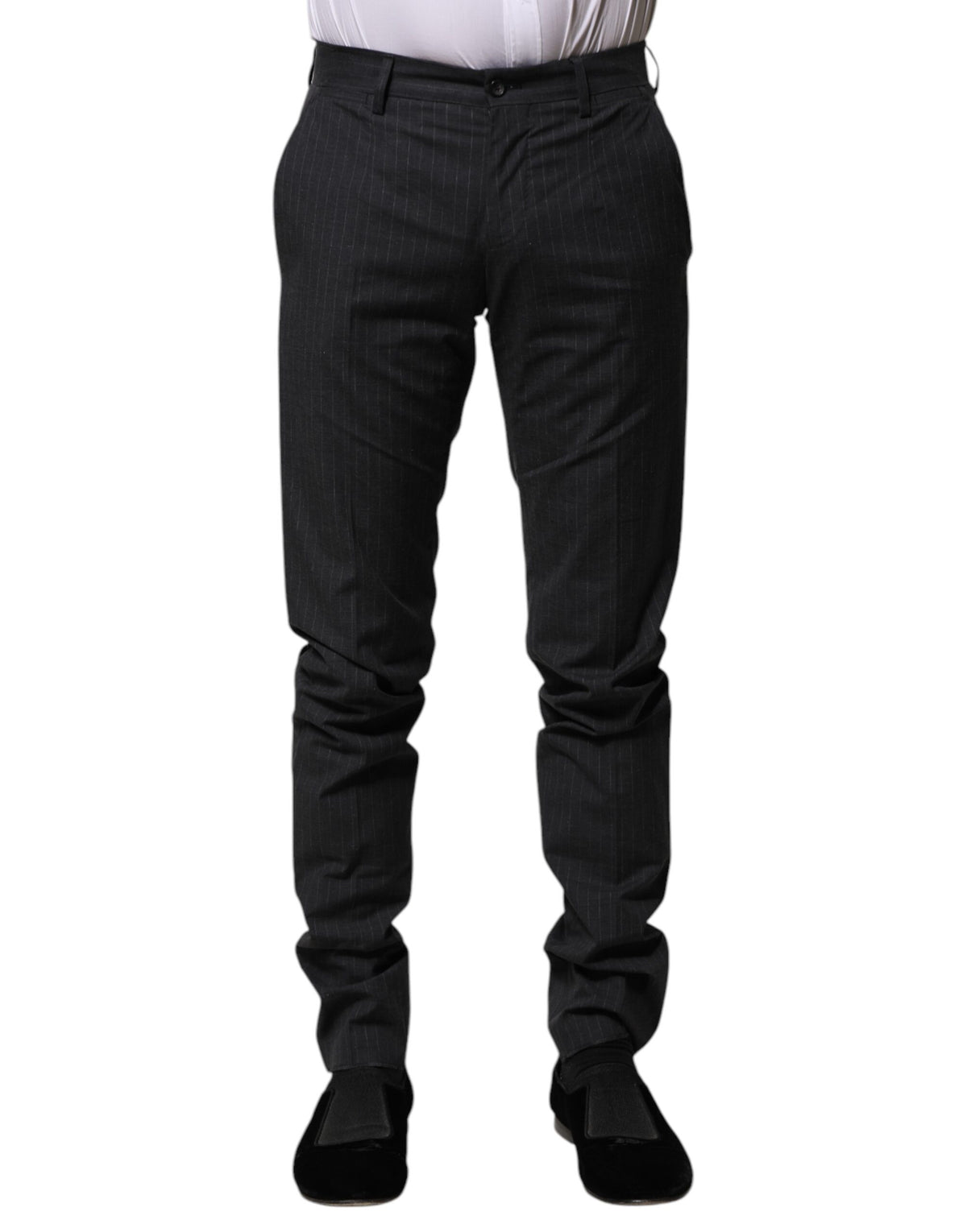 Pantalon habillé en coton rayé gris de Dolce &amp; Gabbana