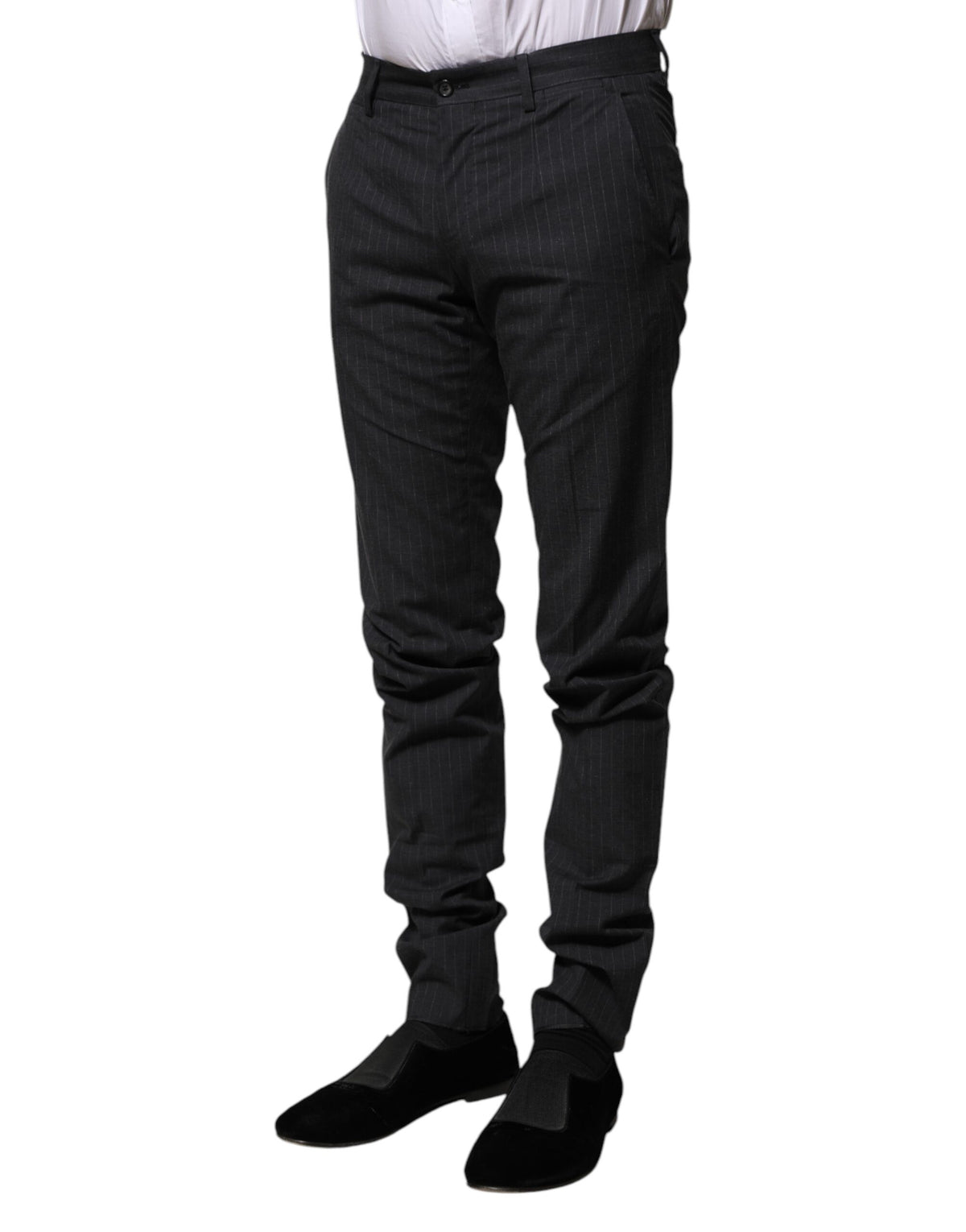 Pantalon habillé en coton rayé gris de Dolce &amp; Gabbana