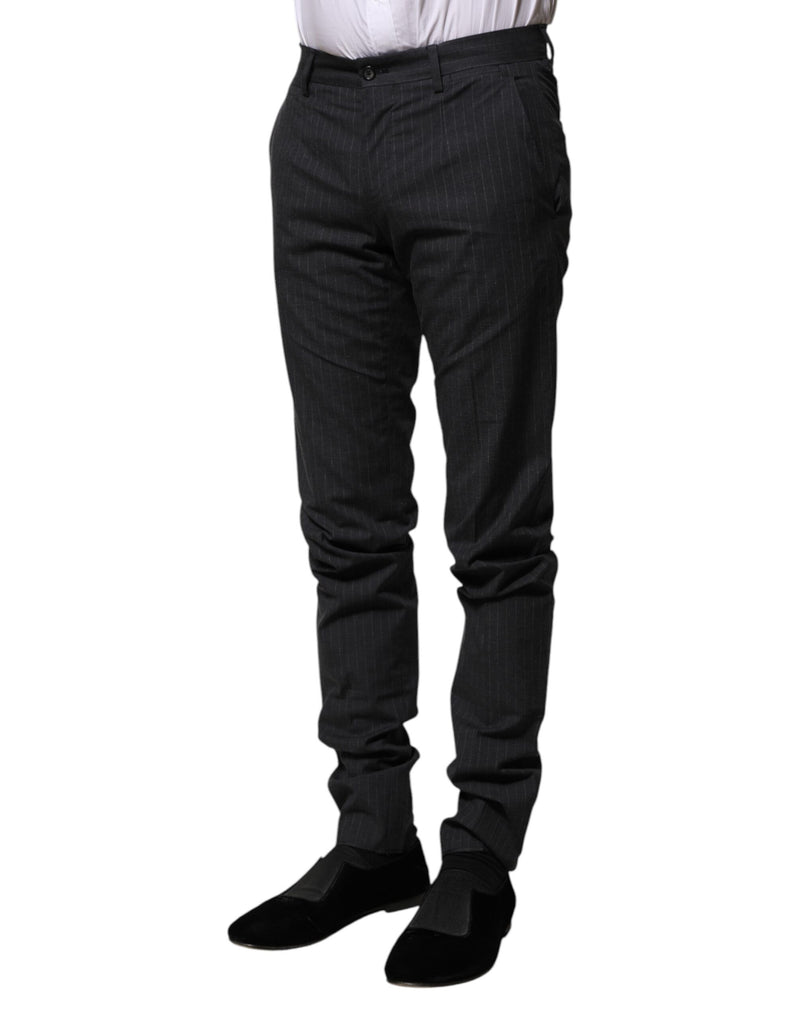 Dolce &amp; Gabbana grijze gestreepte katoenen formele broek