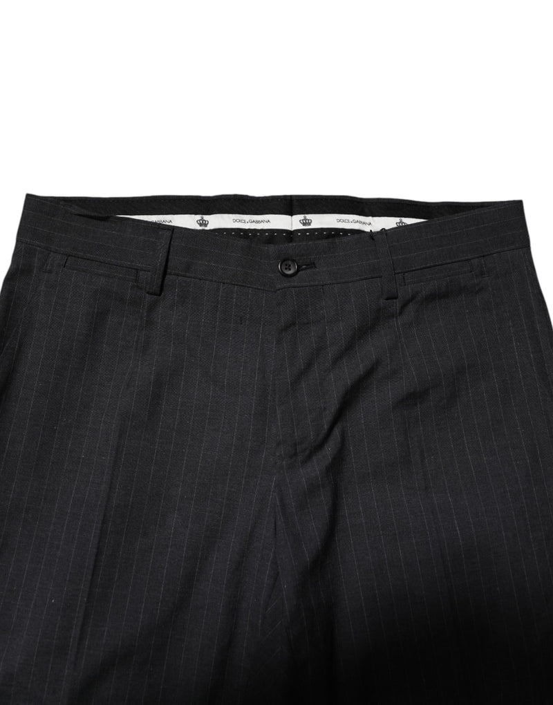 Dolce &amp; Gabbana grijze gestreepte katoenen formele broek