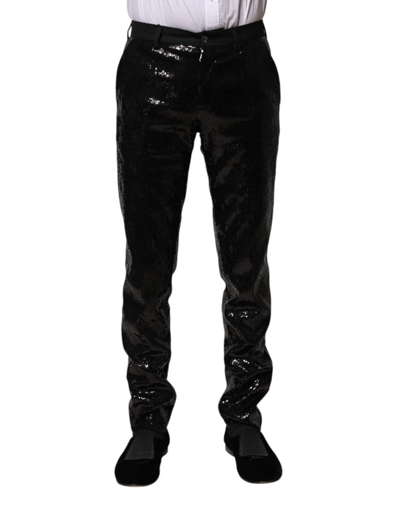 Pantalon noir à paillettes et ornements de Dolce &amp; Gabbana