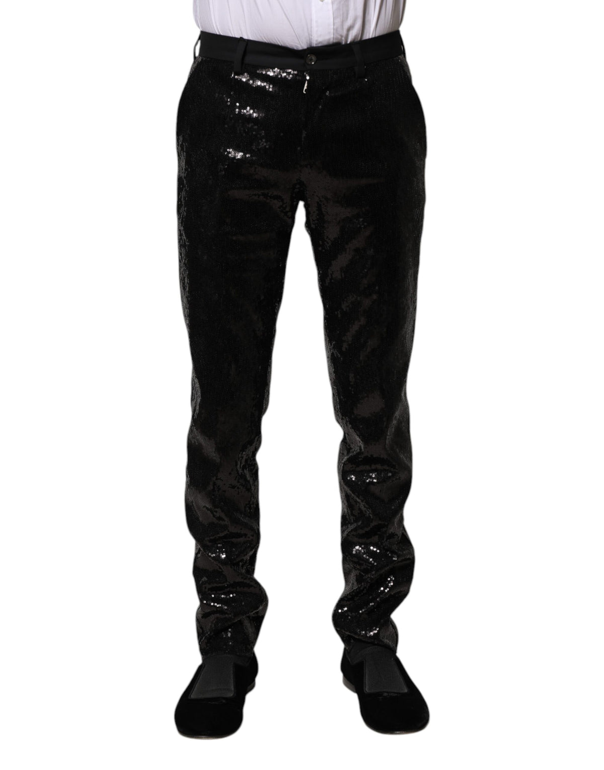 Pantalon noir à paillettes et ornements de Dolce &amp; Gabbana