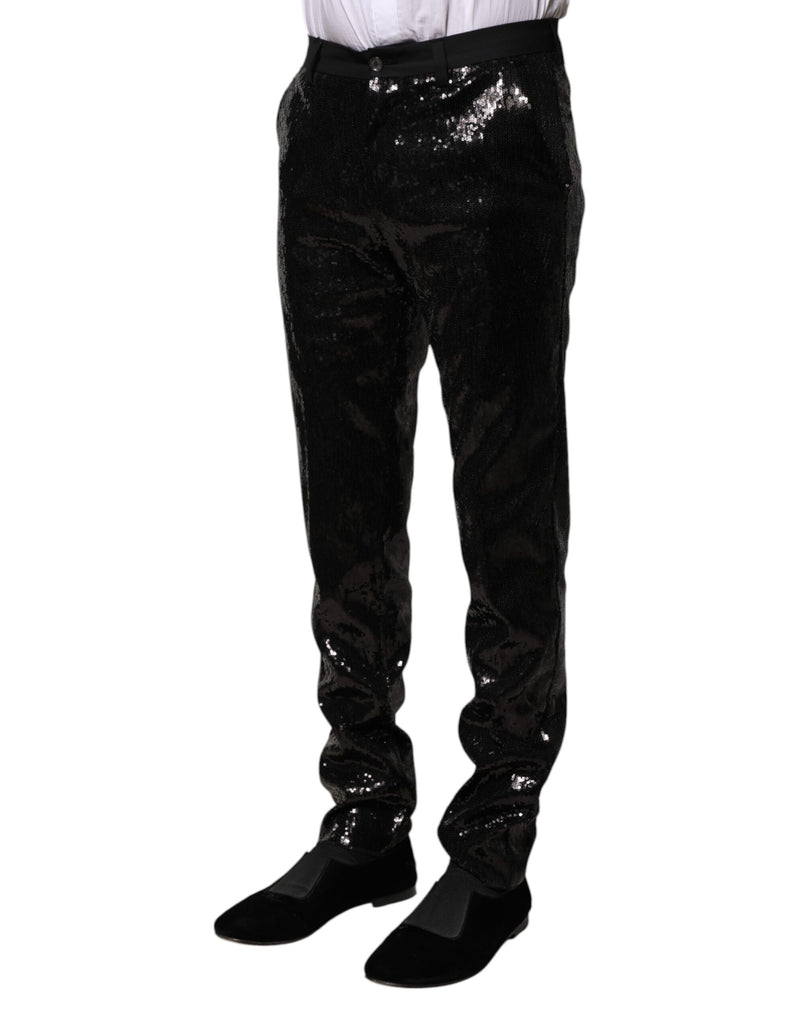Pantalon noir à paillettes et ornements de Dolce &amp; Gabbana