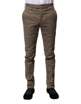 BENCIVENGA Pantalon habillé formel en coton marron, coupe fuselée