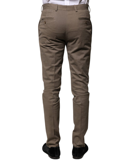 BENCIVENGA Pantalon habillé formel en coton marron, coupe fuselée