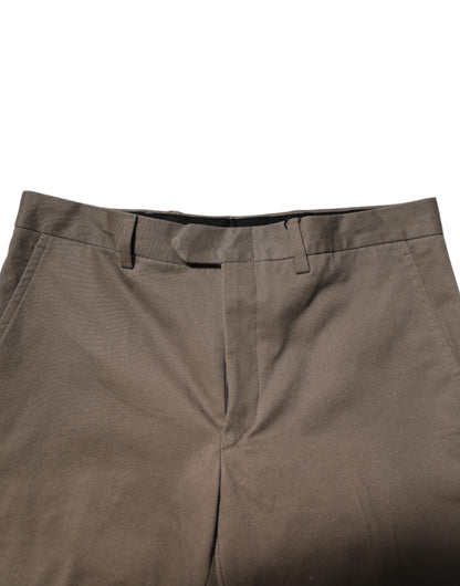BENCIVENGA Pantalon habillé formel en coton marron, coupe fuselée