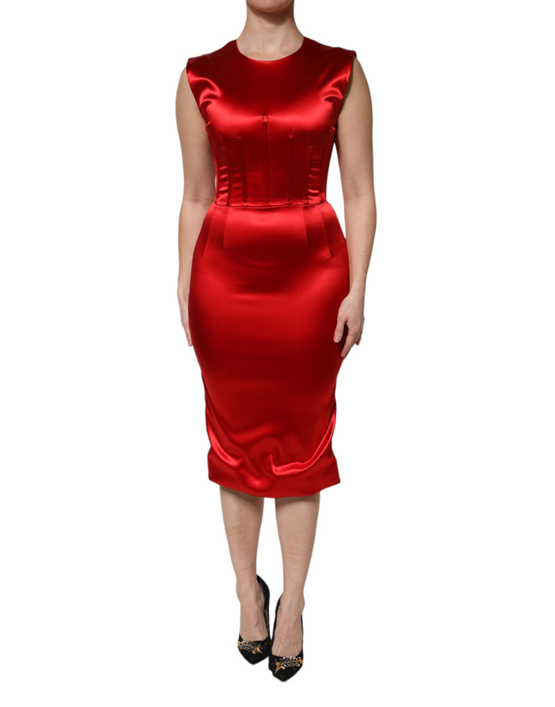 Robe Midi Sans Manches Rouge Dolce & Gabbana en Acétate