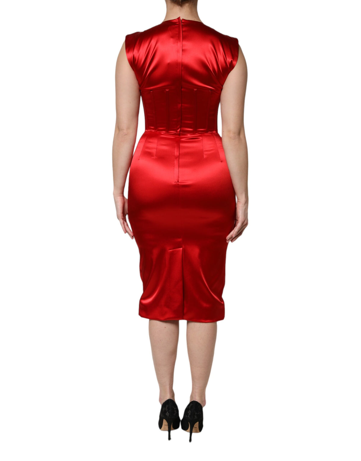 Robe Midi Sans Manches Rouge Dolce & Gabbana en Acétate