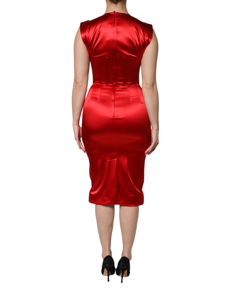 Robe Midi Sans Manches Rouge Dolce & Gabbana en Acétate